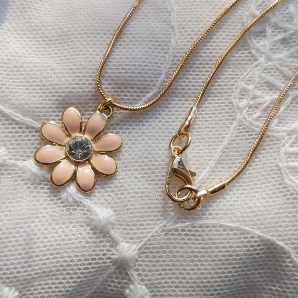 Coach Pave Daisy Flower Charm Gold Plated Necklace - Picture 4 of 7